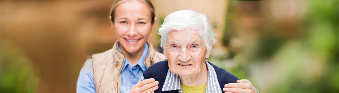 Elderly mom and daughter